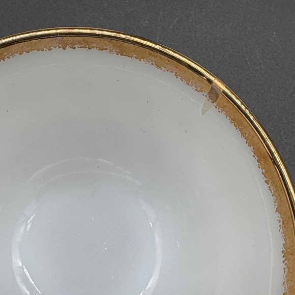 4 Anchor Hocking Fire King Golden Shell Milk Glass Golden Swirl Cup & Saucer - Picture 4 of 6